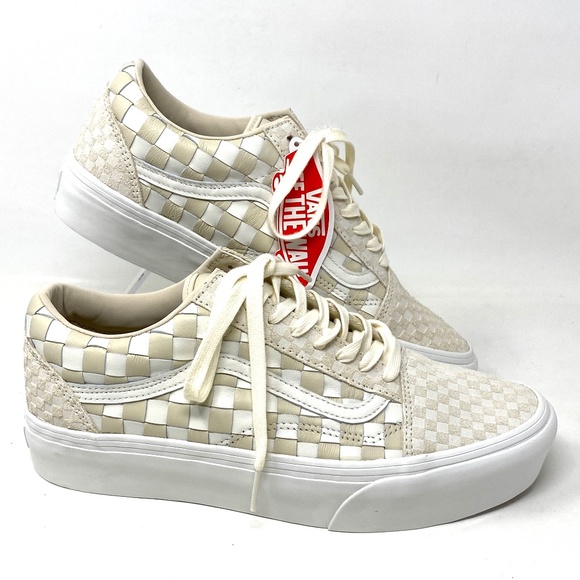 VANS Old Skool Platform Woven Low Top Ivory MenSuede Sneakers Size VN0A5KX99GY - Picture 1 of 10